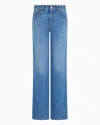 Emporio Armani J9d Mid-rise Jeans With Flared Hem In Denim In Blau