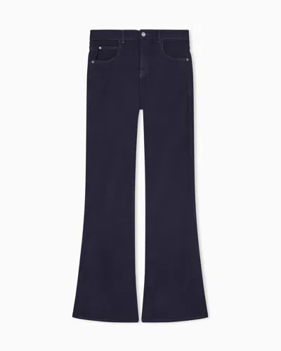 Emporio Armani J9d Mid-rise Jeans With A Flared Hem In A Garment-dyed Viscose Blend In Blue
