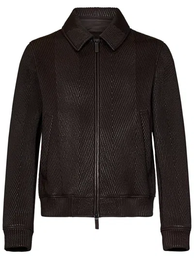 Emporio Armani Jacket In Brown