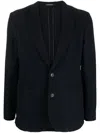 Emporio Armani Textured Finish Suit Jacket With Front Pockets In Blue