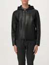 Emporio Armani Lambskin Hooded Jacket Drawstring In Black
