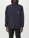 Emporio Armani Nylon Shirt Jacket With Patch Pocket And Logo Patch In Blue