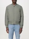 Emporio Armani Reversible Down Jacket With A Bomber Jacket Collar In Jacquard Nylon With All-over Lettering In Grün