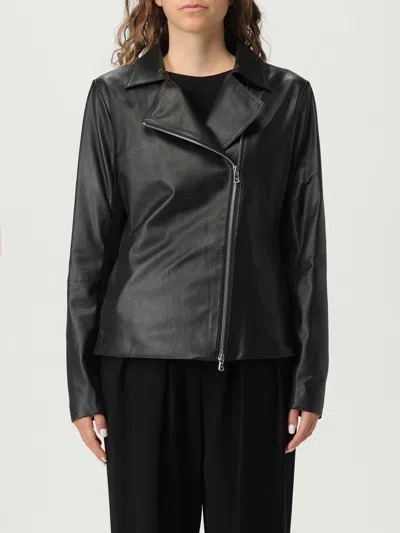 Emporio Armani Leather Jacket In Black