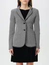 Emporio Armani Single-button Chevron Tweed Blazer In Grau