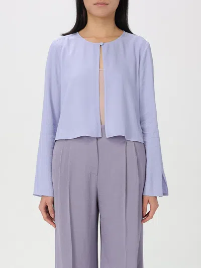 Emporio Armani Jacquard Sustainable Viscose Bolero Jacket In Purple