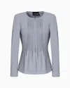 Emporio Armani Jacket In Pleated Fluid Armure Fabric In Grey