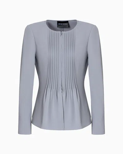 Emporio Armani Jacket In Pleated Fluid Armure Fabric In Grey
