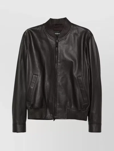 Emporio Armani Jacket Leather Front Pockets In Black