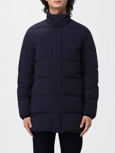 Emporio Armani Long-sleeve Stand-collar Down Jacket In Blue