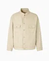 Emporio Armani Jacket With Guru Collar In A Coated Woven Fabric In Neutral