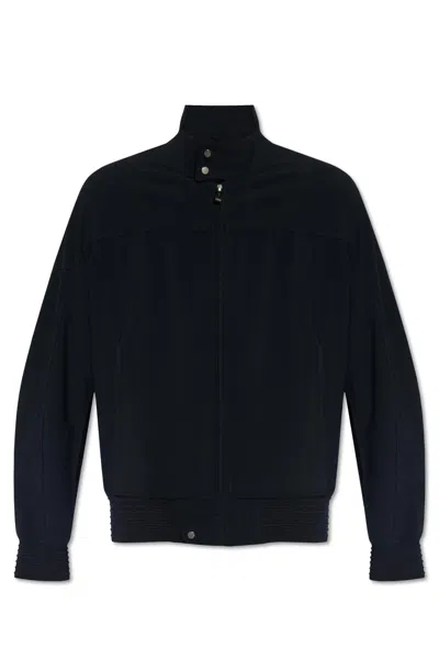 Emporio Armani Jacket With Stand Collar In Blu