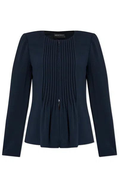 Emporio Armani Pleater Blazer Jacket In Blue