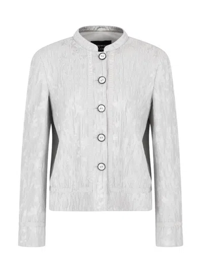 Emporio Armani Icon Floral Jacquard Canneté Jacket In Grey