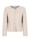 Emporio Armani Lurex Tweed Jacket In Beige