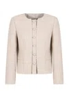 Emporio Armani Lurex Tweed Jacket In Beige