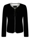 Emporio Armani Velvet Tassel-embellished Jacket In Black