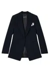 Emporio Armani Single-breasted Blazer In Envers Satin With Jeu De Cartes Detail In Black