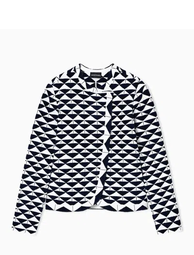Emporio Armani Jacquard Viscose-blend Jacket In Blue