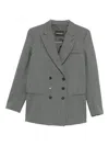 Emporio Armani Double-breasted Virgin Wool Blazer Pockets In Gray