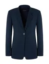 Emporio Armani Long-sleeved Suit Jacket In Blue