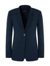 Emporio Armani Long-sleeved Suit Jacket In Blue