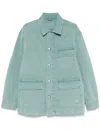Emporio Armani Asv Vintage-look Comfort Cotton Canneté Jacket In Blue
