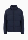Emporio Armani Quilted Nylon, Full-zip Puffer Jacket In Blue