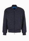 Emporio Armani Chevron-quilted Zipped Reversible Jacket In Blue