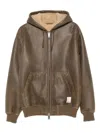 Emporio Armani Lamb Shearling Oversized-fit Blouson In Brown