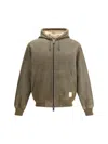 Emporio Armani Lamb Shearling Oversized-fit Blouson In Brown