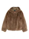Emporio Armani Faux Fur Blouson Jacket In Brown