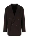 Emporio Armani Cashmere And Wool Doubke-breasted Jacket In Brown