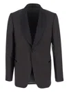 Emporio Armani Brown Single-breasted Jacket With Shawl Revers In Wool Blend Man In Black