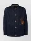 Emporio Armani Jackets Featuring Embroidered Detail And Front Pocket In Blue