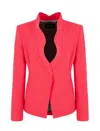 Emporio Armani Ruffled-trim Crêpe Cady Jacket In Meteor Red