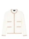 Emporio Armani Ottoman Stitch Knit Jacket With Fringe Hems In White