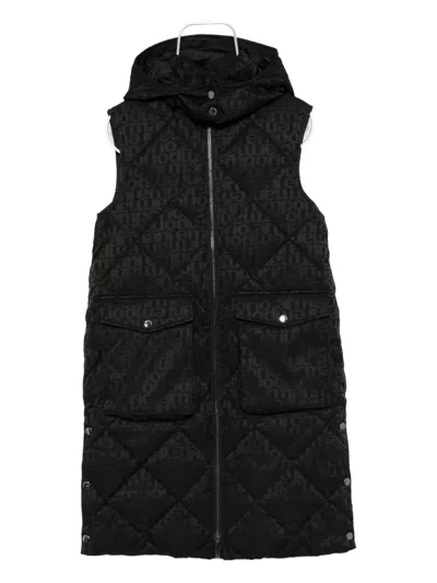 Emporio Armani Kids' Jacquad-logo Quilted Coat In Black