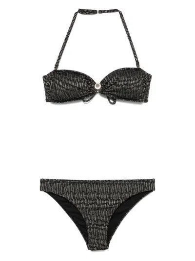 Emporio Armani Allover Logo Bikini Set In Black