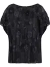 Emporio Armani Gathered Jacquard Blouse In Blau