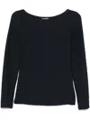 Emporio Armani Jacquard Boat-neck Top In Black