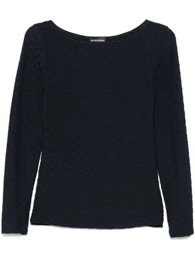 Emporio Armani Jacquard Boat-neck Top In Black