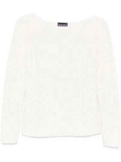 Emporio Armani Jacquard Boat-neck Top In White