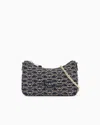 Emporio Armani Jacquard Canvas Baguette Bag With All-over Monogram In Blue