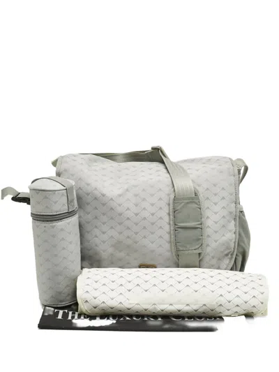 Pre-owned Emporio Armani Jacquard Changing Bag In Gray