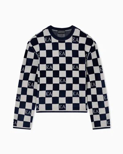 Emporio Armani Jacquard Chenille Jumper With Pattern In Multi