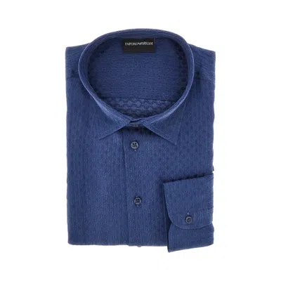 Emporio Armani Jacquard Cupro-blend Shirt In Blue