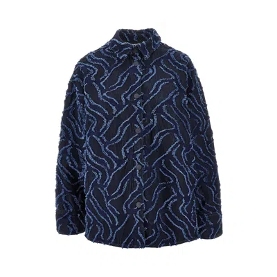 Emporio Armani Jacquard Denim Overshirt In Blue