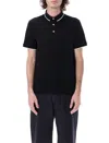 Emporio Armani Eagle Embroidery Piquet Polo Shirt In Black