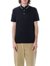 Emporio Armani Jersey Polo Shirt With All-over Jacquard Eagle In Blue